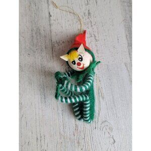 Vintage green mini elf stocking ornament Xmas
